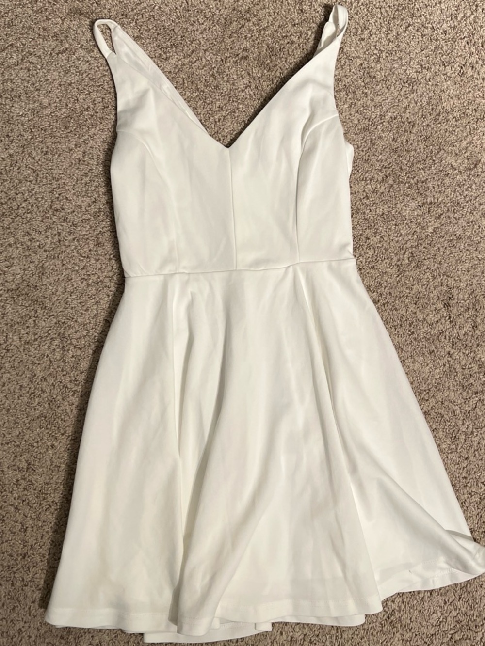White V-Neck A-Line Skater Dress